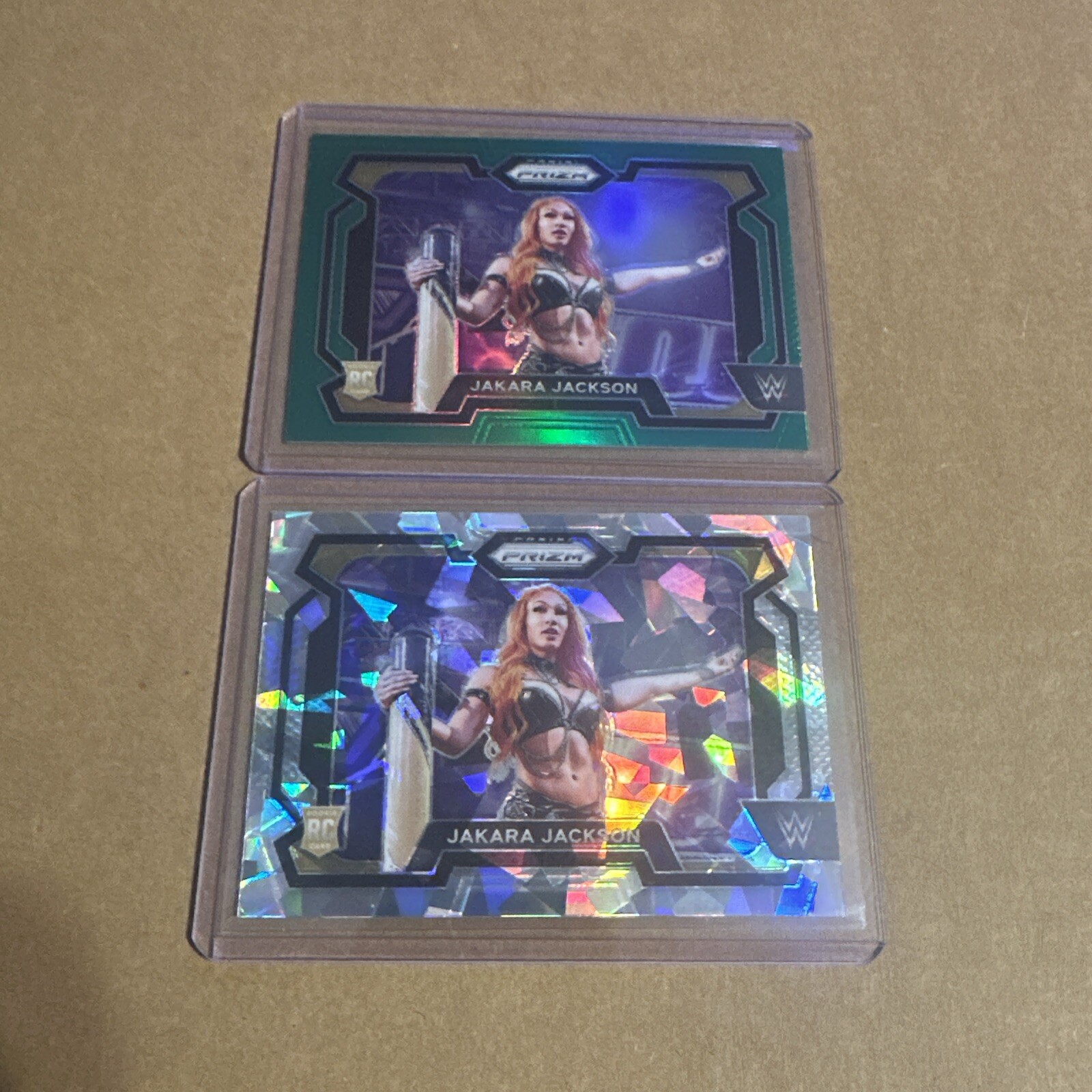 2024 Prizm WWE - Jakara Jackson #12 (RC) - Green Prizm Parallel  & Cracked ice