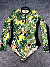 Duluth Trading Company Swimsuit Sz 18 Long Sleeve Half Zip Tropical Finger Holes