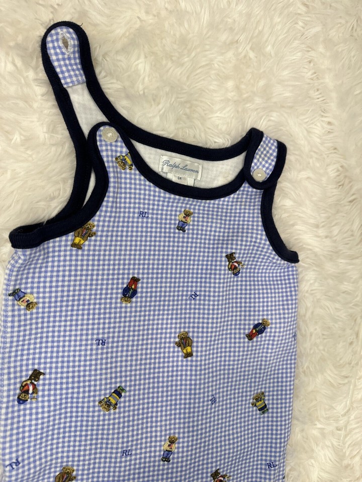 Polo Bear By Ralph Lauren Blue with Bears Onepiece Size 6 Months eBay