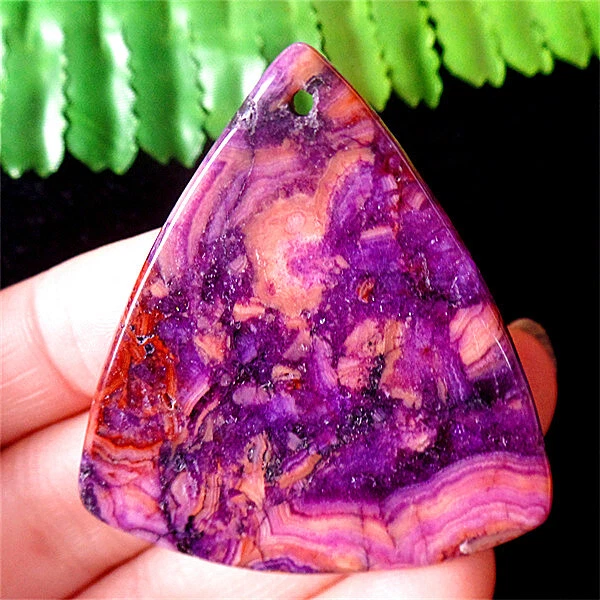 46x43x7mm Púrpura Encaje Loco Ágata Triángulo Reiki Curación Colgante Cuentas EA87589 Foto 2 de 3