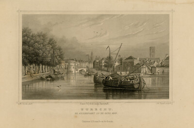 Antiker Druck-UTRECHT-WEERDPOORT-OUDE RIJN-NIEDERLANDE-Terwen-Poppel-1863