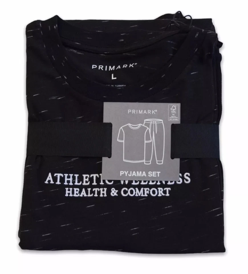Men's Primark Athletic Wellness Health & Comfort Pyjama Set Black Size L - Image 2 of 4