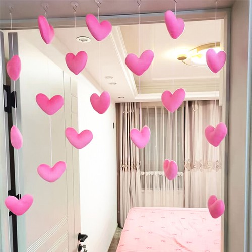 Heart Shaped Furry Door Hanging Curtain Self Adhesive Cute Kawaii Door Decor CA, - Picture 15 of 27