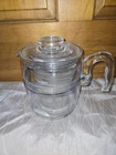 Vintage  Pyrex Flameware 7759-B Glass Percolator 6 Cup Coffee Pot All 6 Pieces