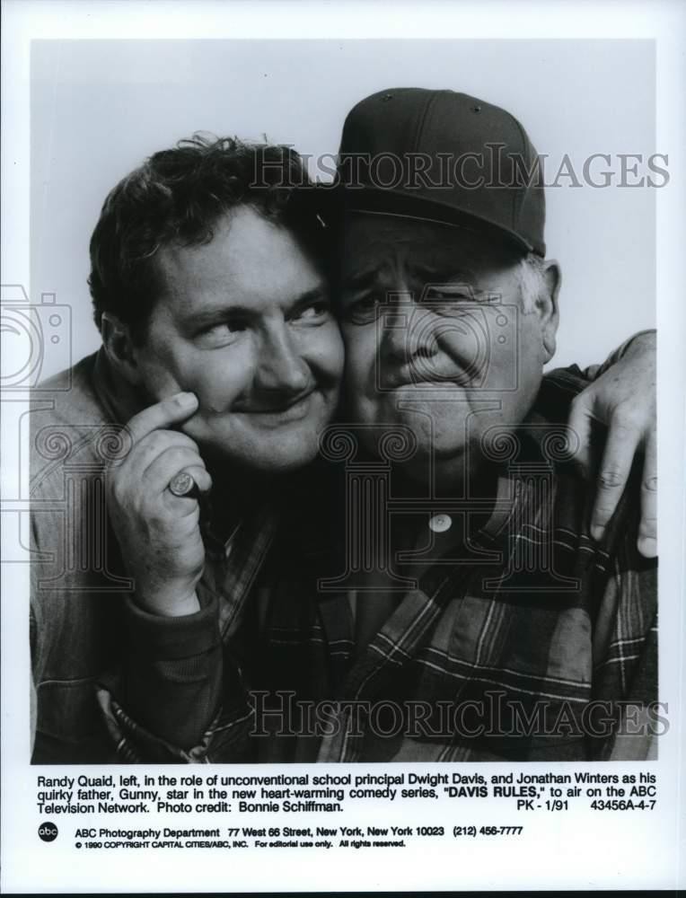 1990 Press Photo Actors Randy Quaid & Jonathan Winters in 