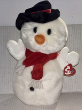 NEW TY Beanie Buddies Snowball Snowman 12  Plush w/Scarf  Hat Holiday Christmas