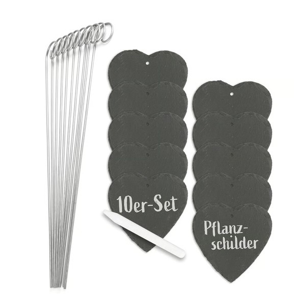 Hoberg Pflanzschilder Set Schiefer AnhäNger Zum Beschriften Garten Beet Schilder-image