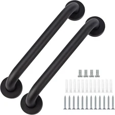 2 Pack Bathroom Grab Bar 12" Length Black Shower Safety Grab Bar 1 Inch Diameter