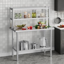 Albott 48x24 in Stainless Steel Table with Shelves, Commercial Work Bench