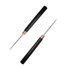 2 PCS Leather Awl Punch Scratch Tool Wooden Handle Slender Sewing Craft
