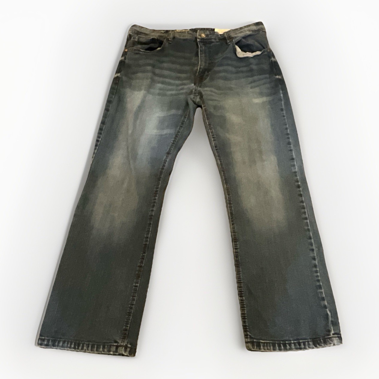 TK Axel Jeans 38x30 Blue Denim Treadwell Relaxed Straight Leg Flap Back Pocket
