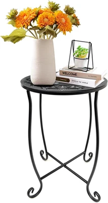Outdoor Side Table for Small Space, Metal Outdoor Indoor round Side Table | Stab - Image 1 of 4