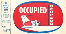 WESTERN Airlines ~SEAT OCCUPIED~ Seldom Seen Old Luggage Label / Decal, c. 1960