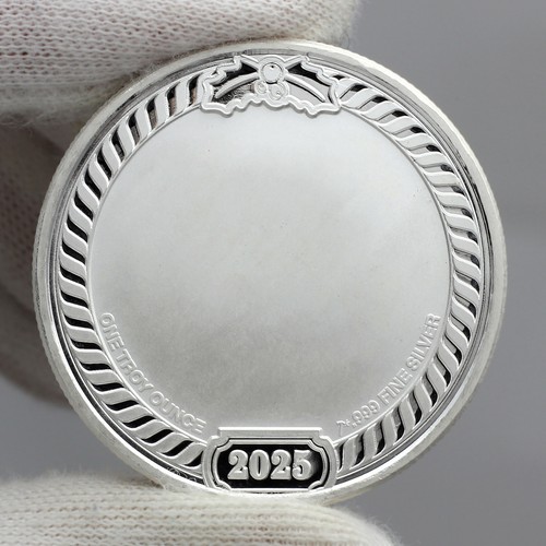 SilverTowne Hand-Enameled Christmas Patriotic Santa Claus 1oz Silver Round - Picture 5 of 8