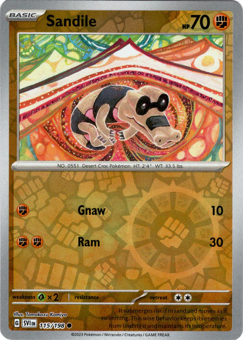 Sandile - 115/198 - Reverse Holo - Pokemon Scarlet & Violet