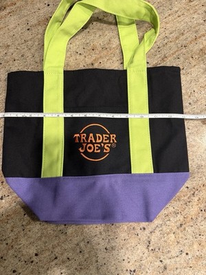 Trader Joe's MINI Canvas Reusable Shopping Bag Black Green Purple