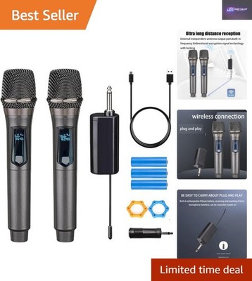 Tragbares kabelloses UHF-Dualmikrofonsystem - perfekt für Karaoke und DJ-Veranstaltungen