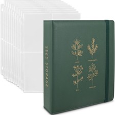 Seed Storage Binder with 50 Sleeves, Holds 200 Seed Packets