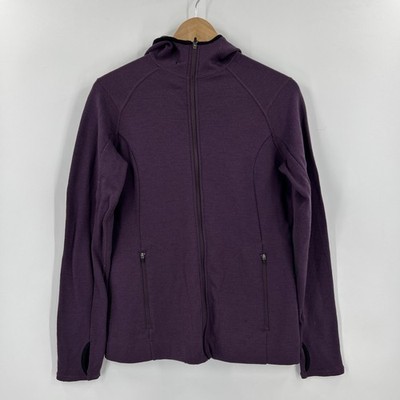 Ibex 100% Merino Wool Full Zip Jacket Womens Size M Hoodie Cardigan Purple