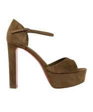 Christian Louboutin SANDALOO Gamuza Plataforma Mary Jane Tacones Sandalias Zapatos $1295