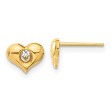 14k Madi K CZ Children's Heart Post Earrings GK723