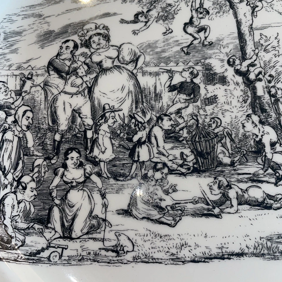 СЕРАЯ КЕРАМИКА Англия Медь Ручная Роспись Тарелка с Деревенским Узором - Изображение 3 из 4