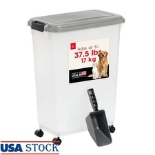 Airtight Pet Food Container W/ Scoop Durable Dog Cat Food Storage Bin Wheeled US