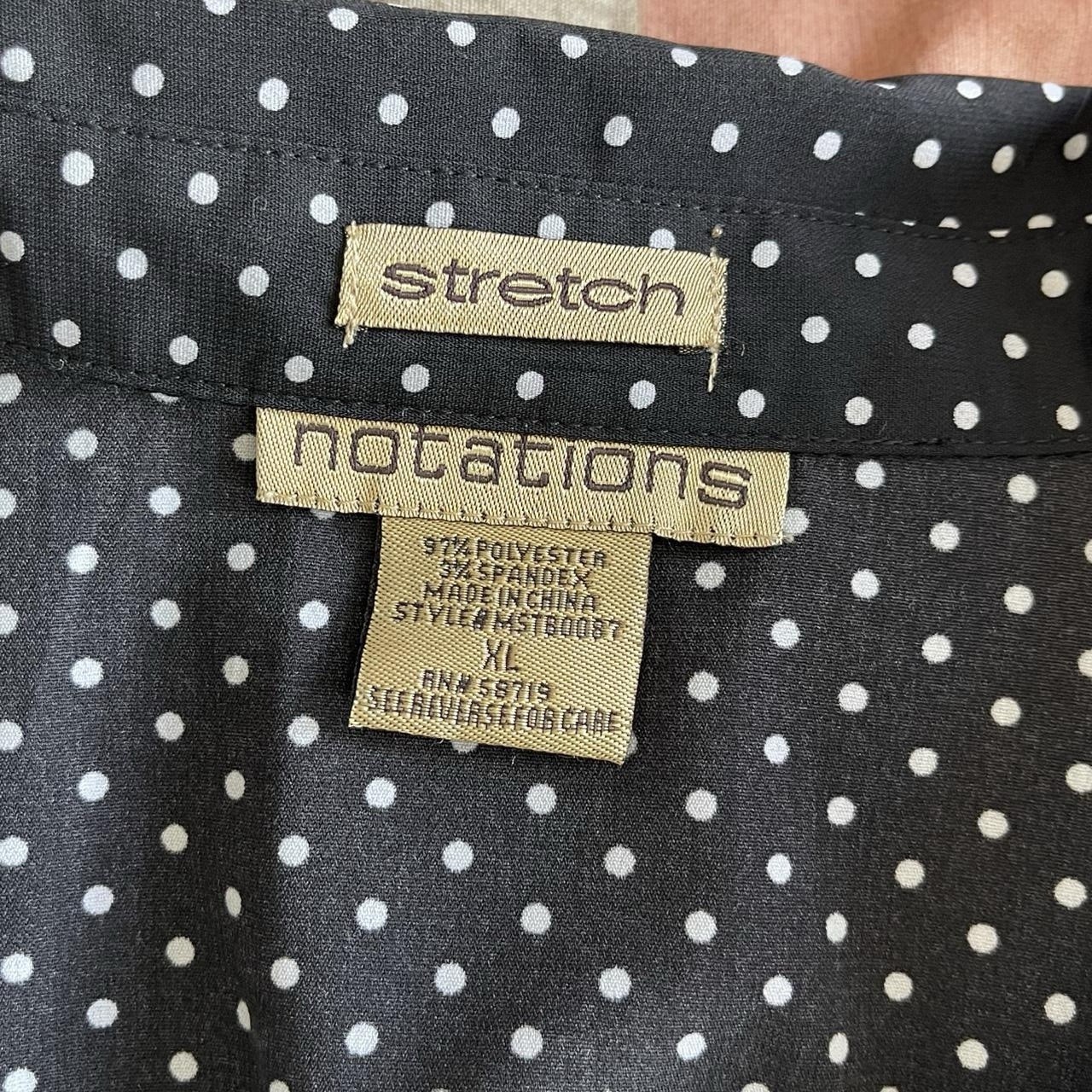 Notations Black White Polka Dot Collared Button A… - image 5