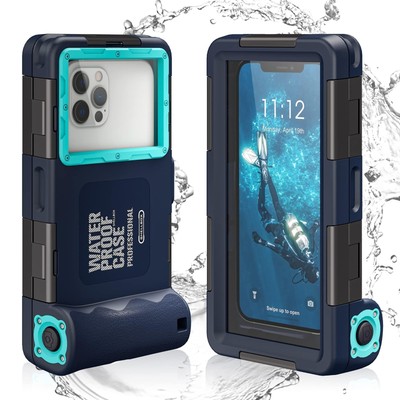 Universal Waterproof Phone Case IP68 Snorkeling Diving w/ Lanyard Teal - No Box