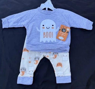 Bon Bébé Halloween Boo Ghost Size 0-3 Mos 2 Pc Sweatsuit NWT