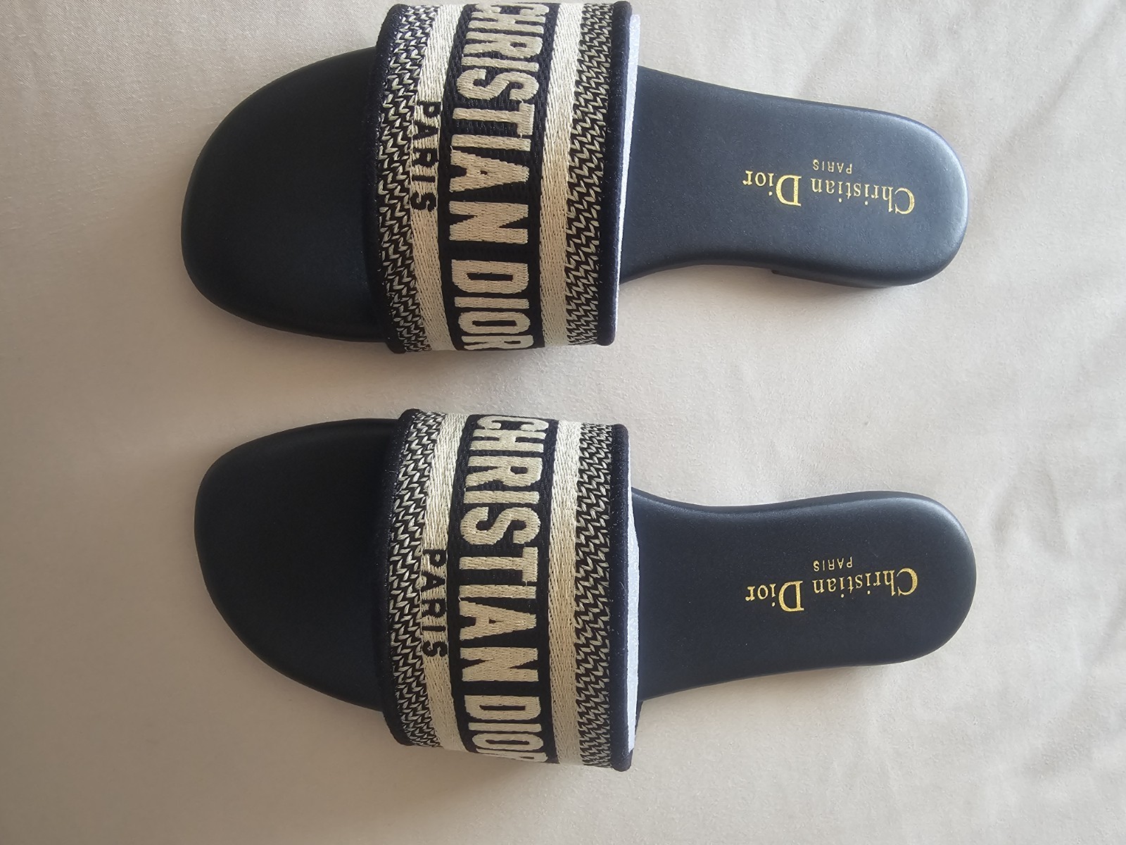 Christian Dior Dway Women’s Logo Slide Sandals Black/Beige EU 39 UK 6 image 5