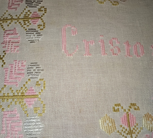 Antiguo Mantel de Pascua Aguja Rumano Cristos a Inviat Encaje Floral 1922 - Imagen 4 de 5