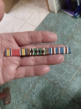 WW2 US 3-Place EAME European Campaign W/ 4 COMBAT STARS Victory Medal Ribbon Bar