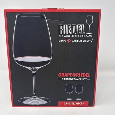 New Riedel Cabernet Merlot Wine Glass 2 Piece Set Grape Varietal Specific