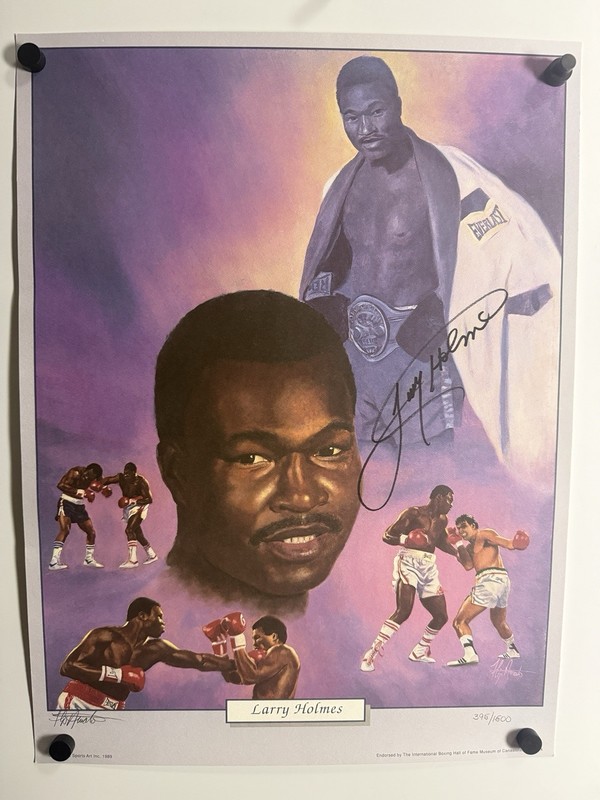 Larry Holmes Autographed Print, Also Signed By Artist