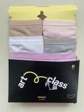 Art Class Girl’s Sz 8 Underwear 5 Pack Hipsters Ribbed New 