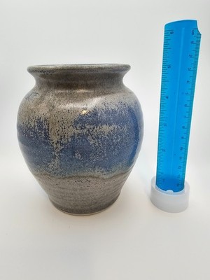 Bruning Pottery Studio Art Vase Blue Glaze 5''