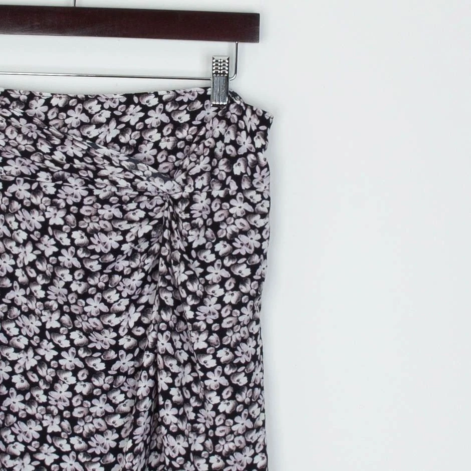 Falda midi Abercrombie & Fitch para mujer floral torcida abertura alta talla L delicada hada Foto 2 de 4