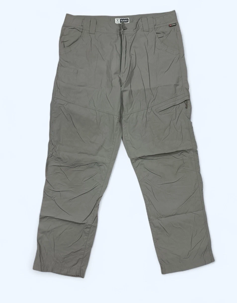 SIMMS FISHING PANTS MENS XL GRAY LIGHTWEIGHT INSECT SHEILD