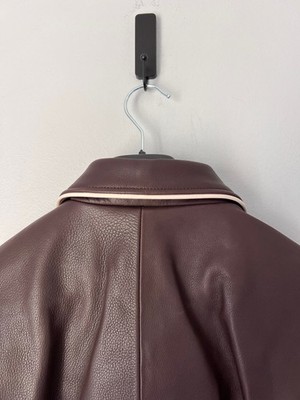 Stussy x Wales Bonner Leather Varsity Jacket - Size Large - Brown