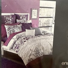 New KAS AUSTRALIA King Duvet Cover Enchanted Floral Purple Embroidered 104"x90"