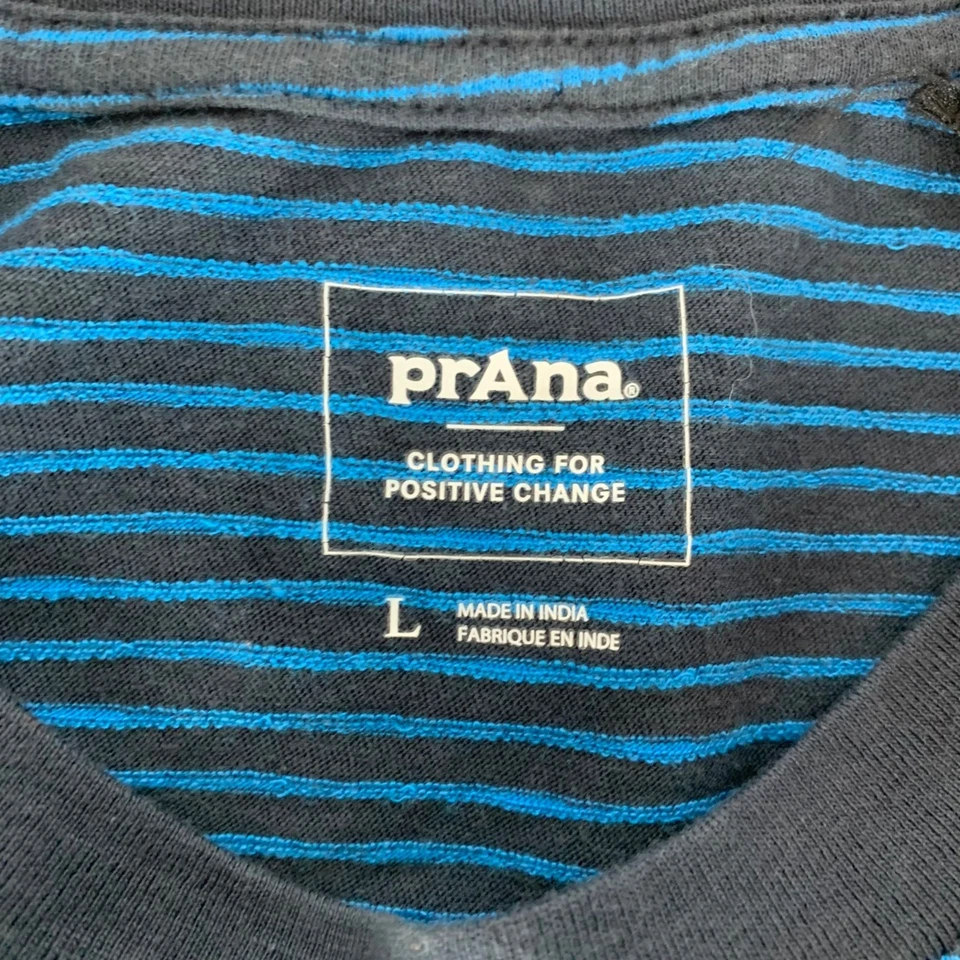 Prana Black Blue Short Sleeve Crewneck Shirt Mens Large - Image 4 of 4