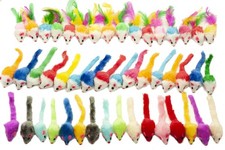 48-Count Assorted Mice Cat Toys Furry Rattle Mouse Kitten Toy Mini Mice for I...