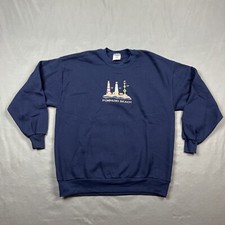 Vintage Pompano Beach Souvenir Crewneck Sweatshirt XL Blue VTG USA Made 90s