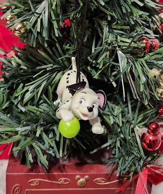 DISNEY STORE 101 DALMATIONS LUCKY WITH GREEN BALL CUSTOM CHRISTMAS ORNAMENT NEW