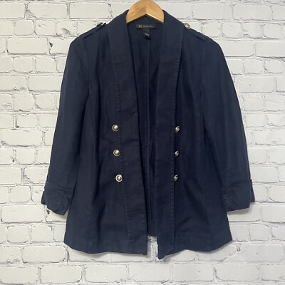 INC Internacional Concepts 100% Linen Blazer With Silver Buttons Size Small