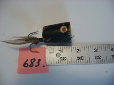 #683) Vintage Czarny korek z buck-tail Ręcznie robiony sprzęt popper ok. 1 1/2"korek.