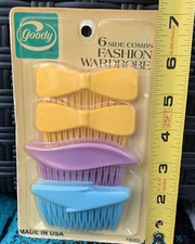 Vintage Goody Fashion Wardrobe Pack of 6 Kant-Slip Side Hair Combs 1985 rare NEW