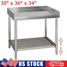 Stainless Steel Food Prep Work Table 30"x36" Commercial Workbench w/ Backsplash