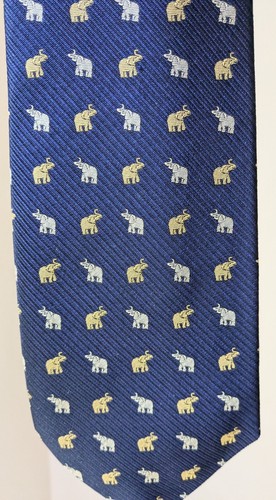 Jim Thompson Men's Silk Tie Alternating Elephants Thailand - Picture 5 of 5